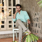 Enzon Lime Plain Oxford Cotton Shirt - John Ellies