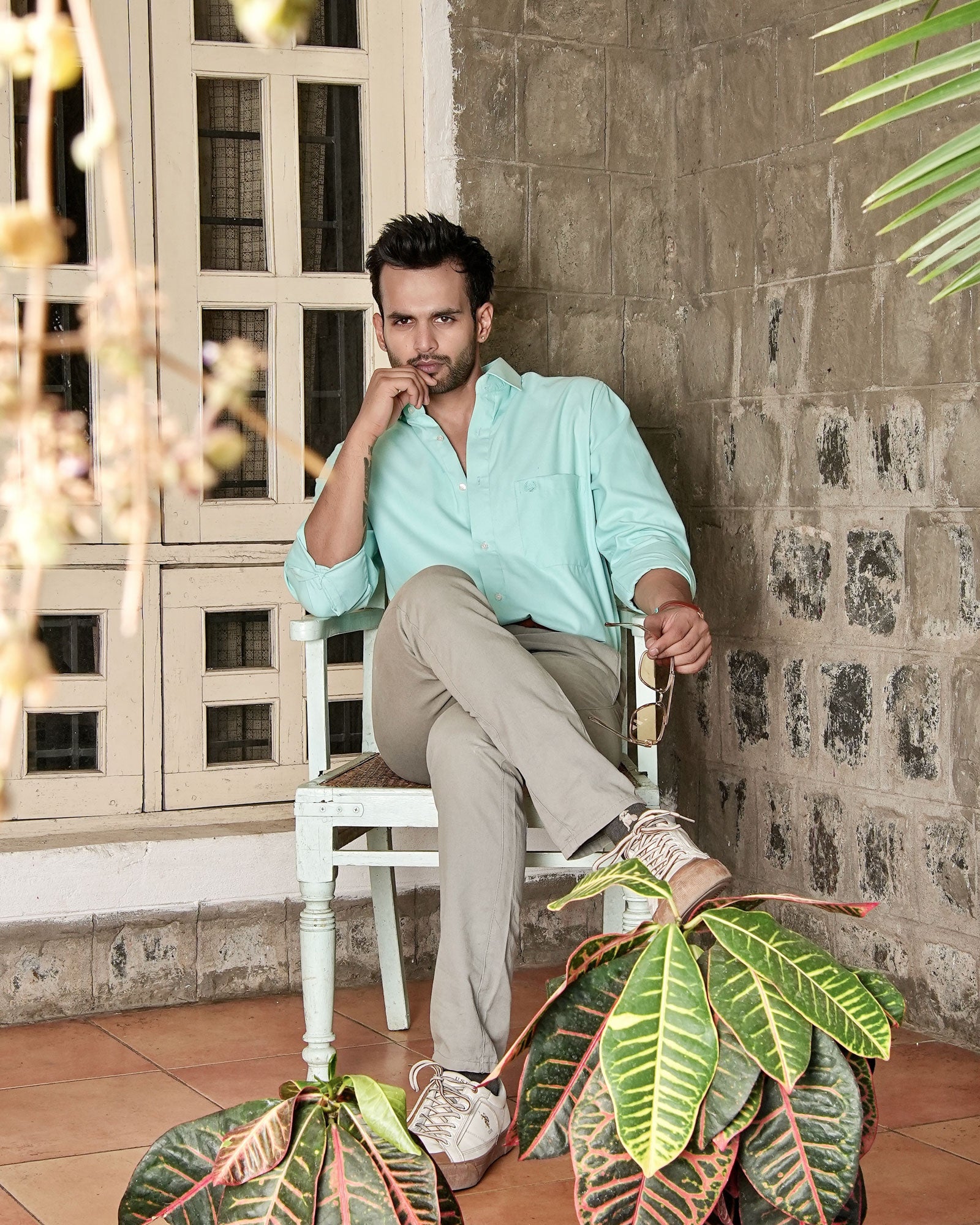 Enzon Lime Plain Oxford Cotton Shirt - John Ellies