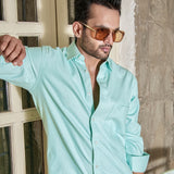Enzon Lime Plain Oxford Cotton Shirt - John Ellies