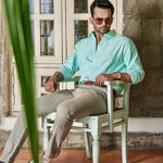 Enzon Lime Plain Oxford Cotton Shirt - John Ellies