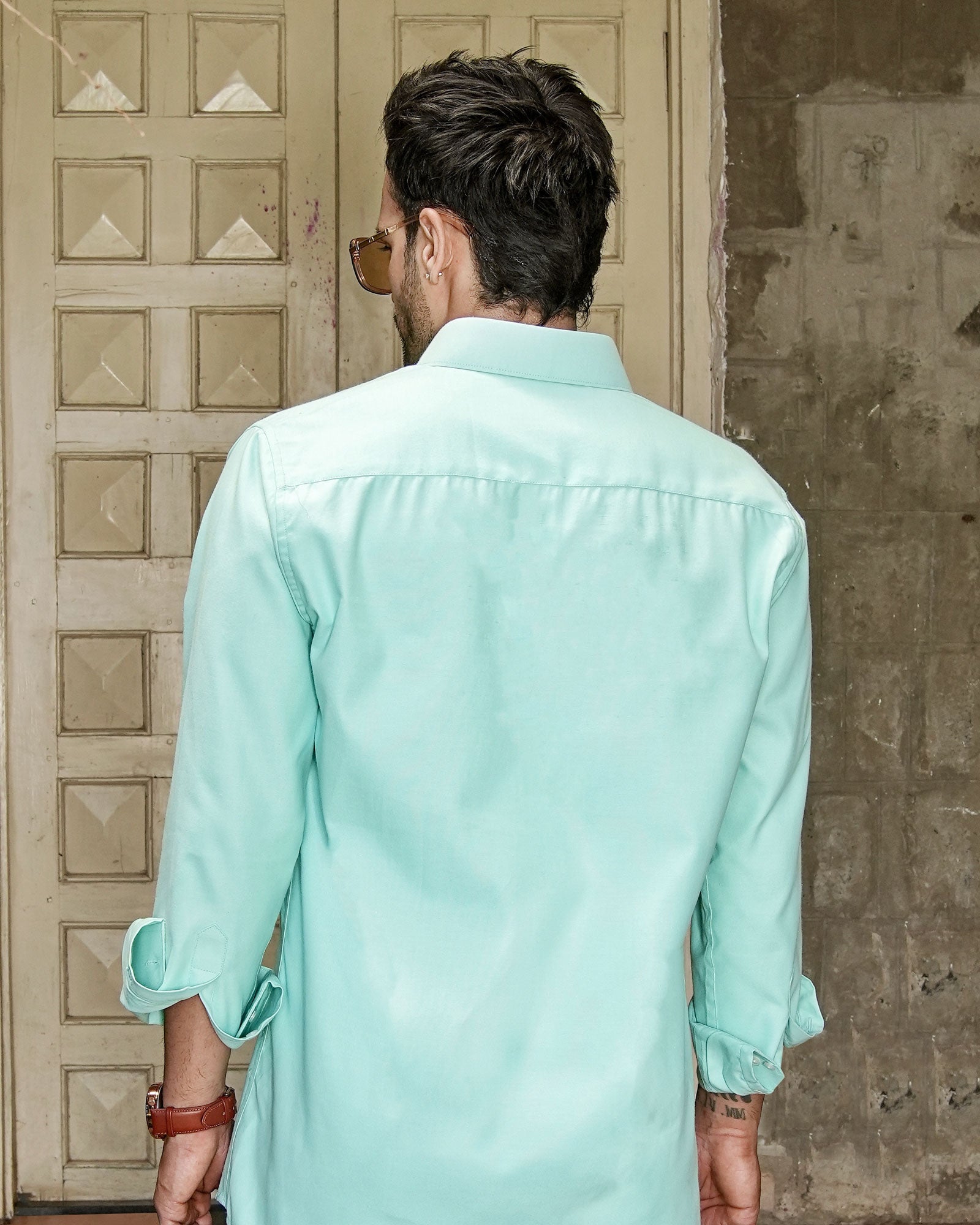 Enzon Lime Plain Oxford Cotton Shirt - John Ellies