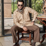 Enzon Beige Plain Oxford Cotton Shirt - John Ellies