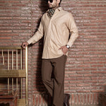 Enzon Beige Plain Oxford Cotton Shirt - John Ellies