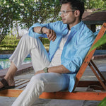 Enzon Sky Blue Plain Oxford Cotton Shirt - John Ellies