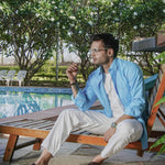 Enzon Sky Blue Plain Oxford Cotton Shirt - John Ellies