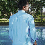 Enzon Sky Blue Plain Oxford Cotton Shirt - John Ellies