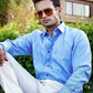 Enzon Blue Plain Oxford Cotton Shirt - John Ellies