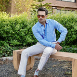 Enzon Blue Plain Oxford Cotton Shirt - John Ellies