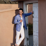 Enzon Navy Blue Plain Oxford Cotton Shirt - John Ellies