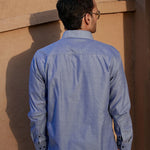 Enzon Navy Blue Plain Oxford Cotton Shirt - John Ellies