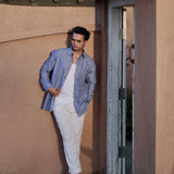 Enzon Navy Blue Plain Oxford Cotton Shirt - John Ellies