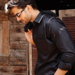 Dion Black Plain Cotton Shirt - John Ellies