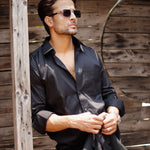 Dion Black Plain Cotton Shirt - John Ellies