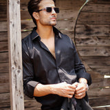 Dion Black Plain Cotton Shirt - John Ellies