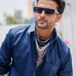 Dion Navy Blue Plain Cotton Shirt - John Ellies
