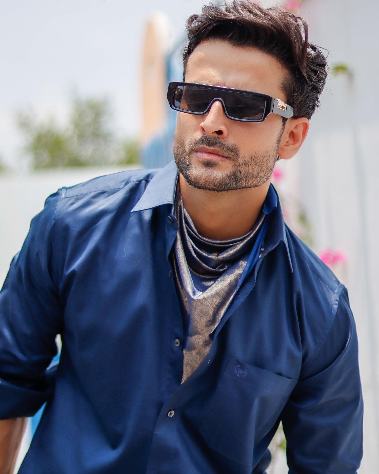 Dion Navy Blue Plain Cotton Shirt - John Ellies