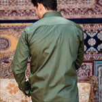 Dion Green Plain Cotton Shirt - John Ellies