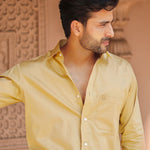 Dion Golden Plain Cotton Shirt - John Ellies
