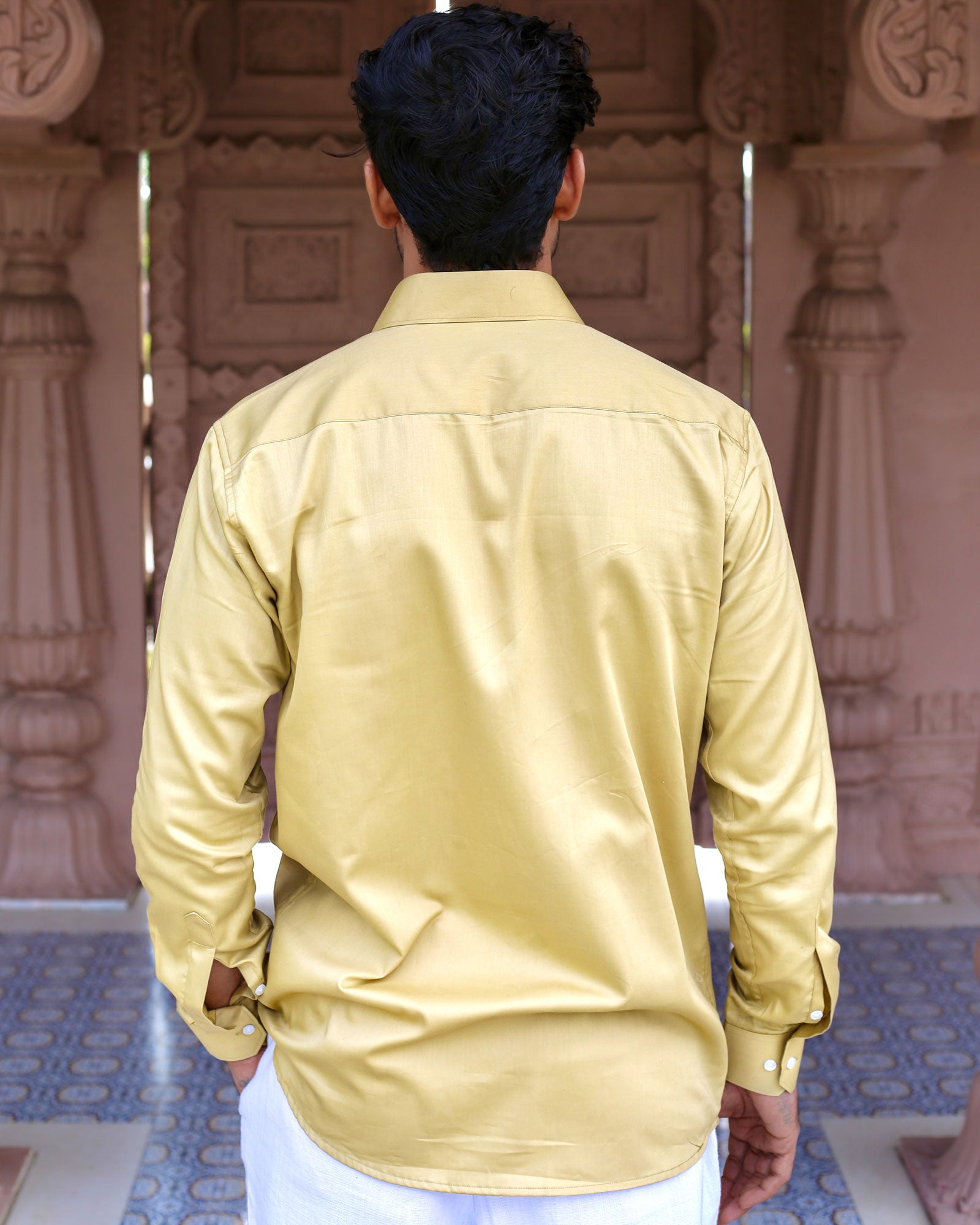 Dion Golden Plain Cotton Shirt - John Ellies