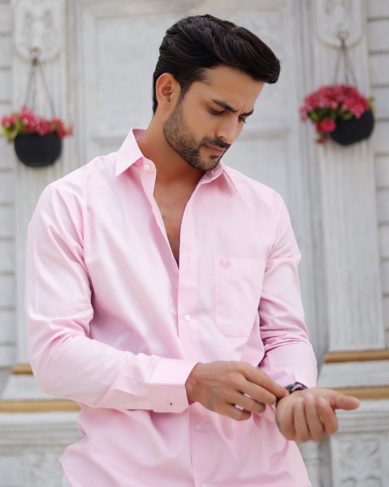 Dion Pink Plain Cotton Shirt - John Ellies