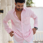 Dion Pink Plain Cotton Shirt - John Ellies