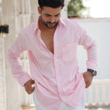 Dion Pink Plain Cotton Shirt - John Ellies