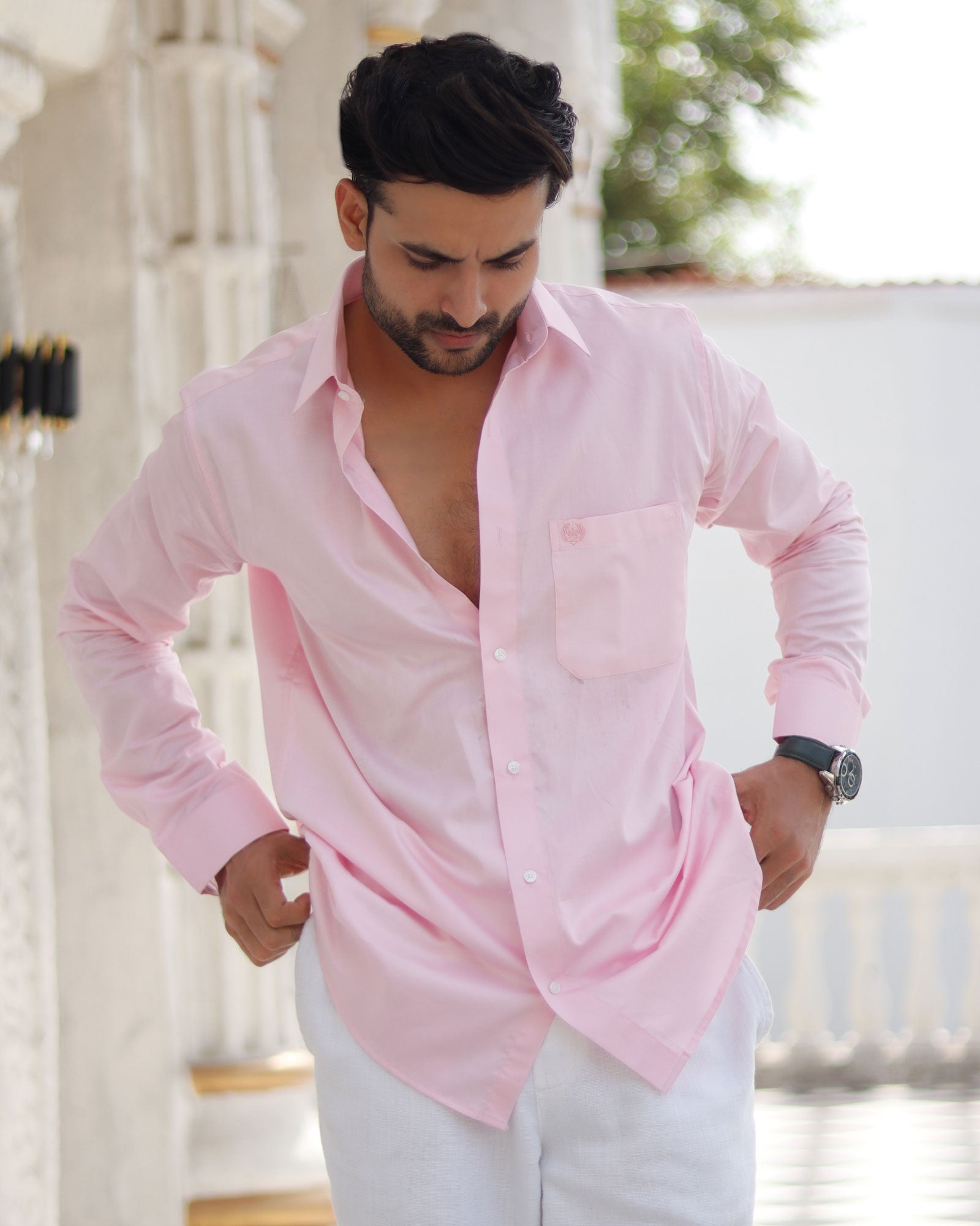 Dion Pink Plain Cotton Shirt - John Ellies