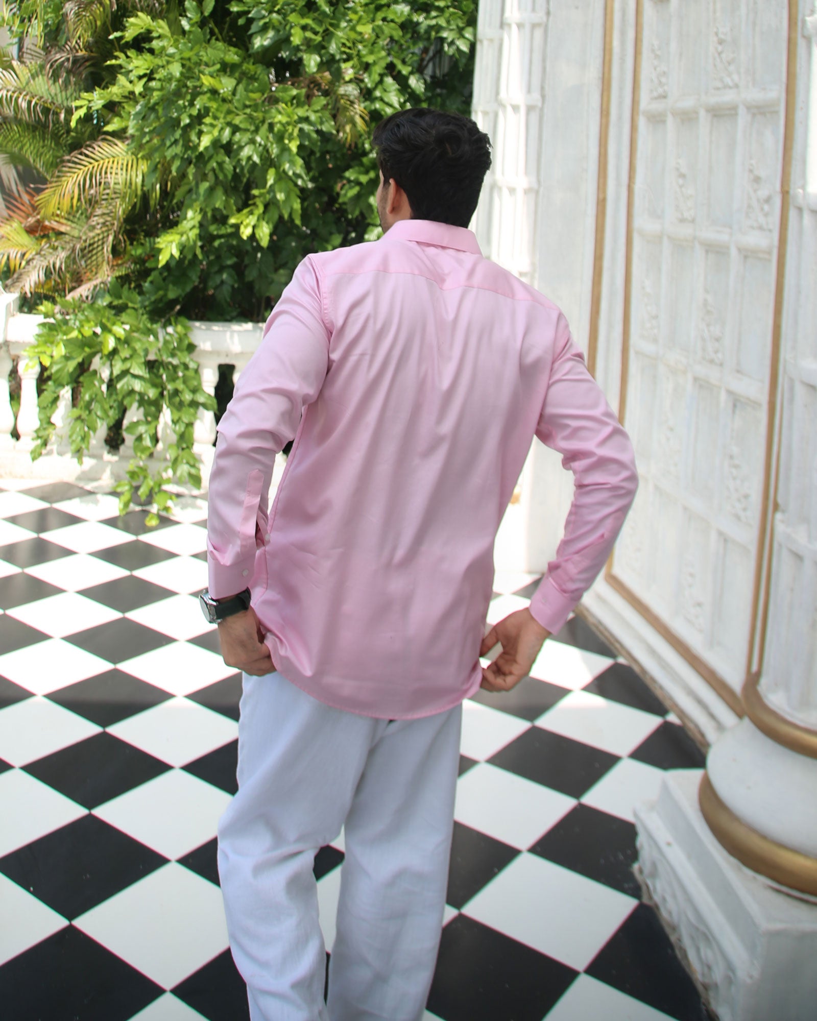 Dion Pink Plain Cotton Shirt - John Ellies