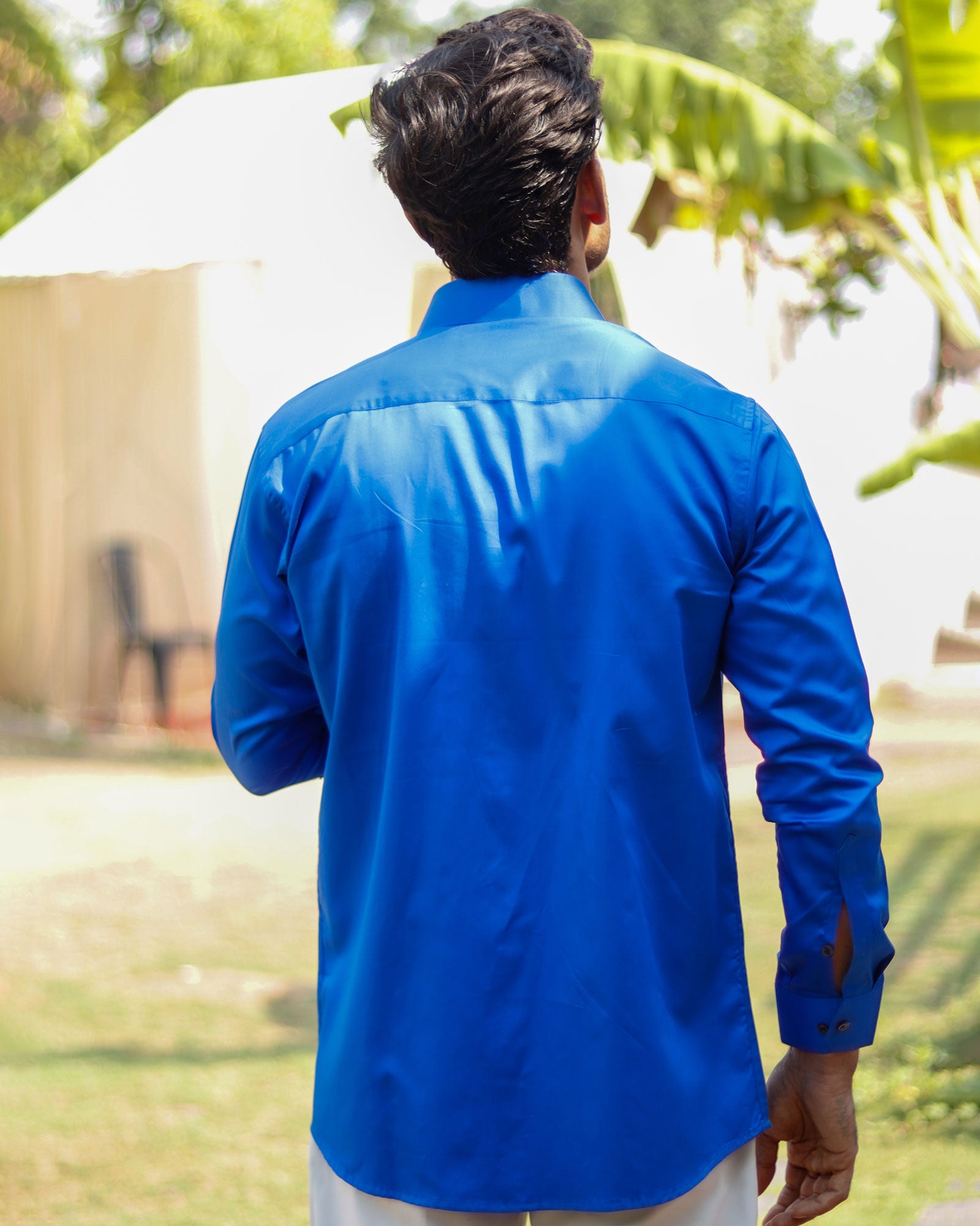 Dion Blue Plain Cotton Shirt - John Ellies