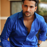 Dion Blue Plain Cotton Shirt - John Ellies