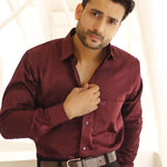 Dion Maroon Plain Cotton Shirt - John Ellies