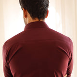 Dion Maroon Plain Cotton Shirt - John Ellies