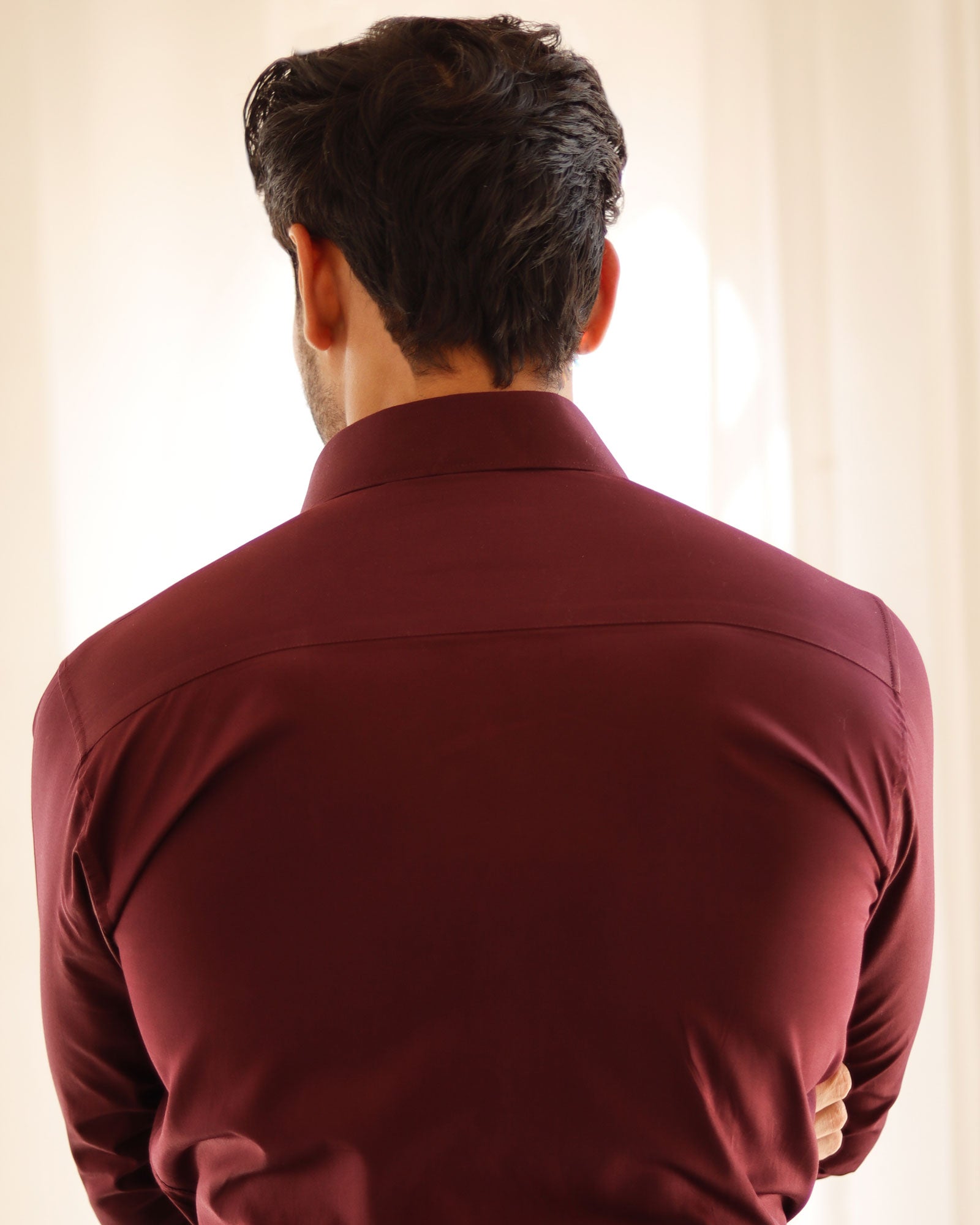 Dion Maroon Plain Cotton Shirt - John Ellies