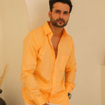 Dion Orange Plain Cotton Shirt - John Ellies