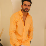 Dion Orange Plain Cotton Shirt - John Ellies