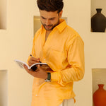 Dion Orange Plain Cotton Shirt - John Ellies