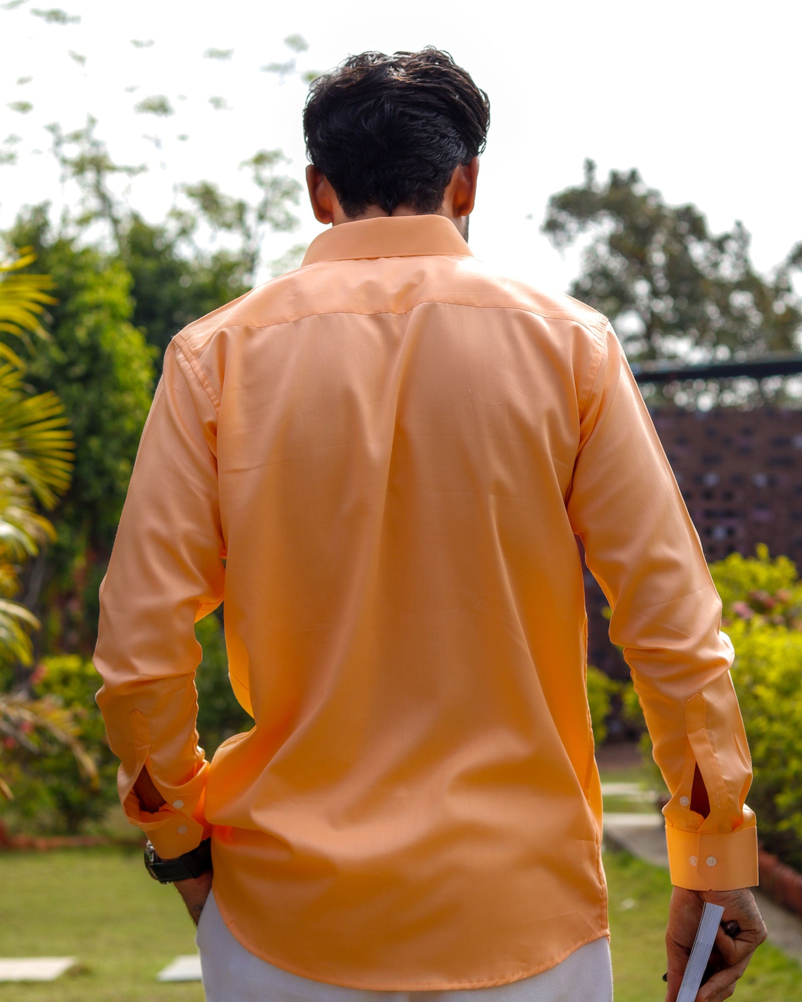 Dion Orange Plain Cotton Shirt - John Ellies