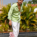 Dion Lime Plain Cotton Shirt - John Ellies
