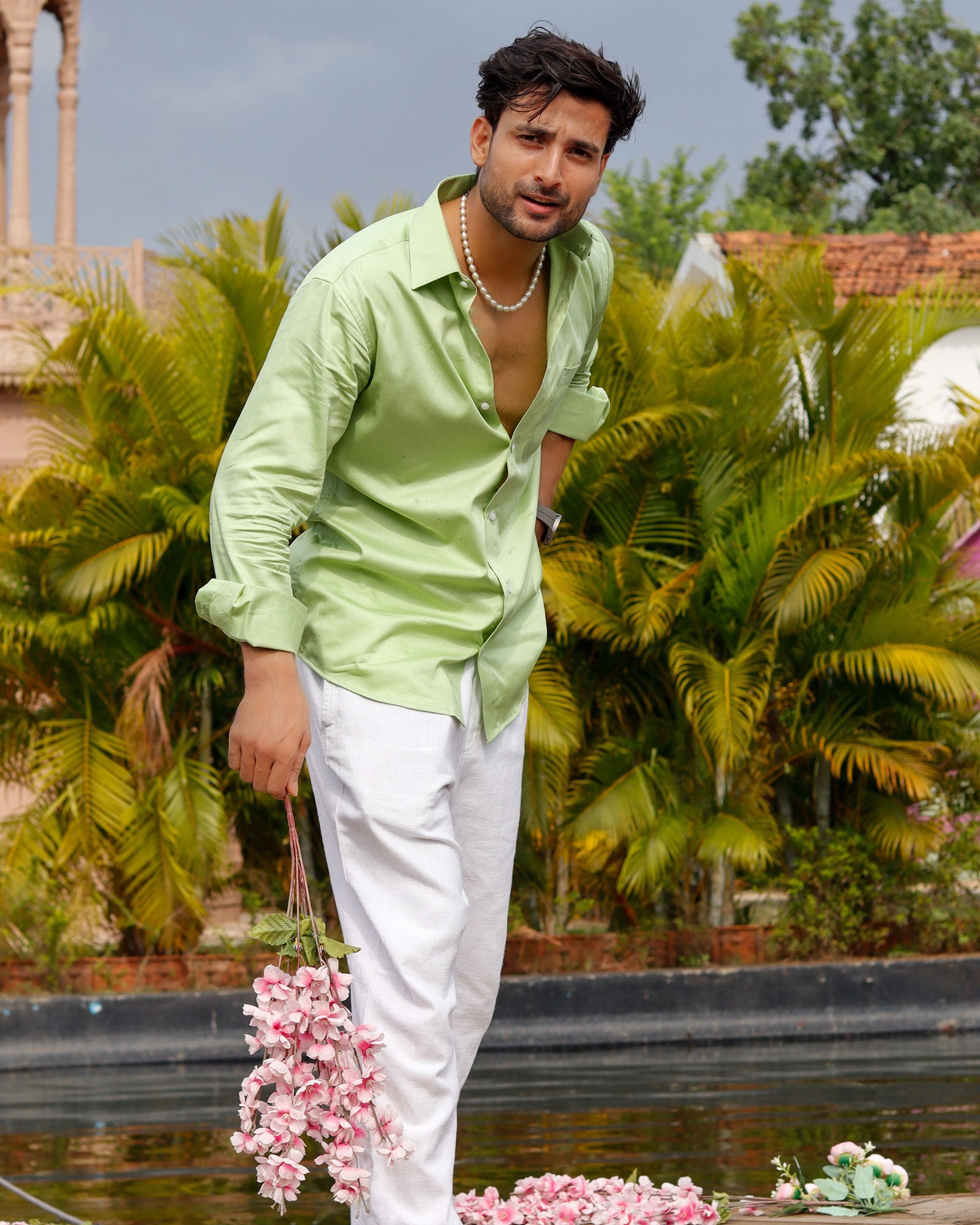 Dion Lime Plain Cotton Shirt - John Ellies