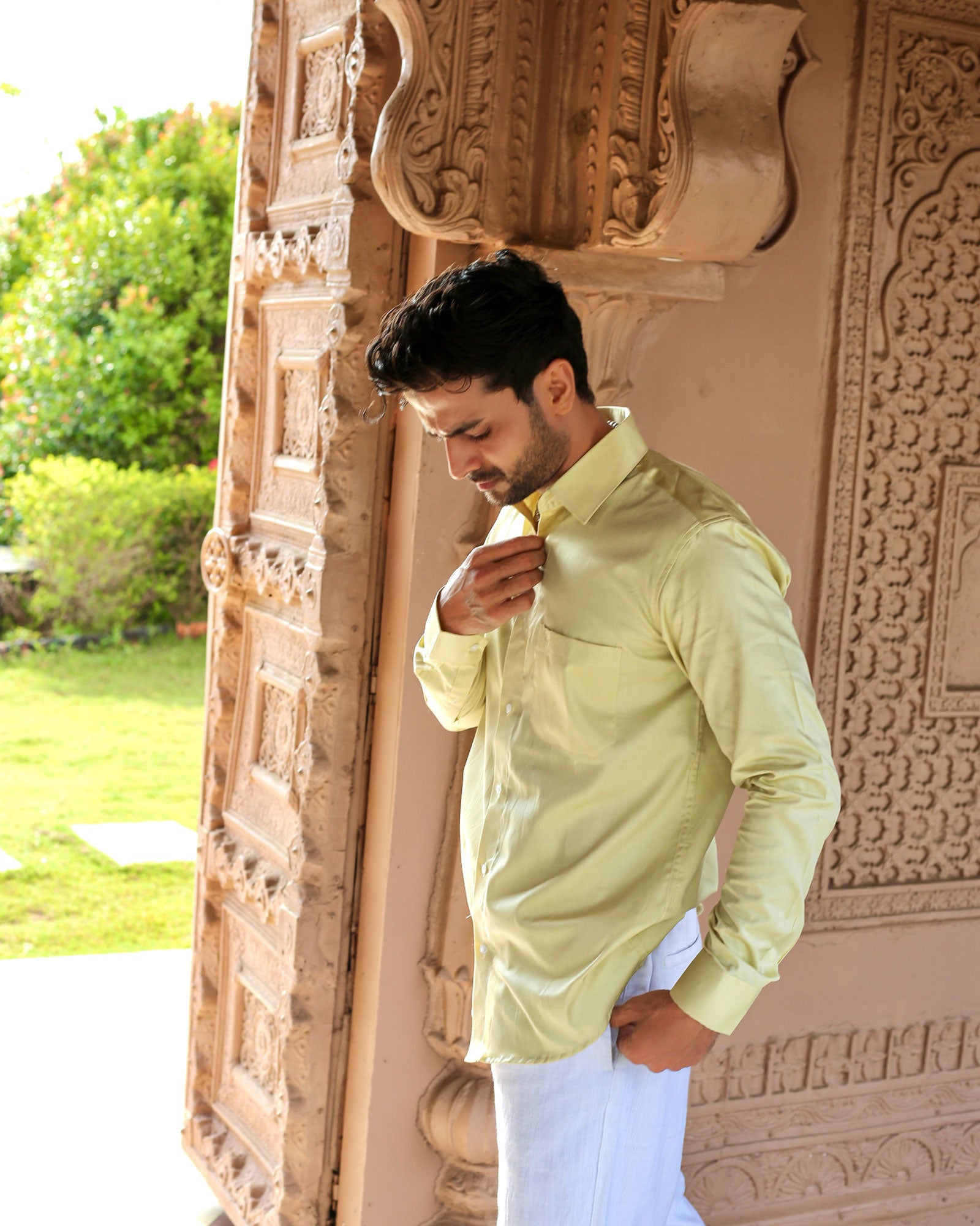Dion Yellow Plain Cotton Shirt - John Ellies