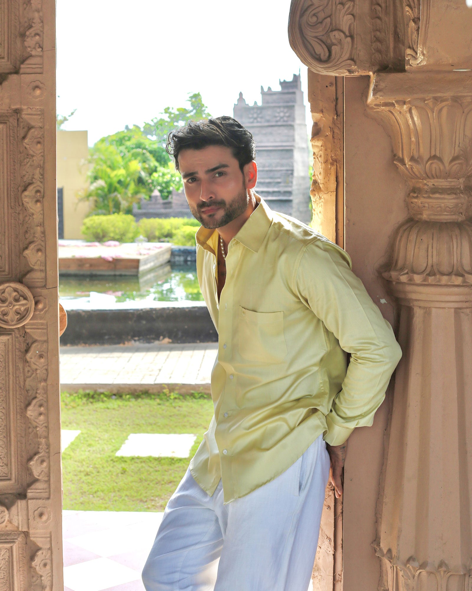 Dion Yellow Plain Cotton Shirt - John Ellies