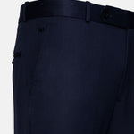 Canes Navy Blue Plain Formal Cotton Pant - John Ellies