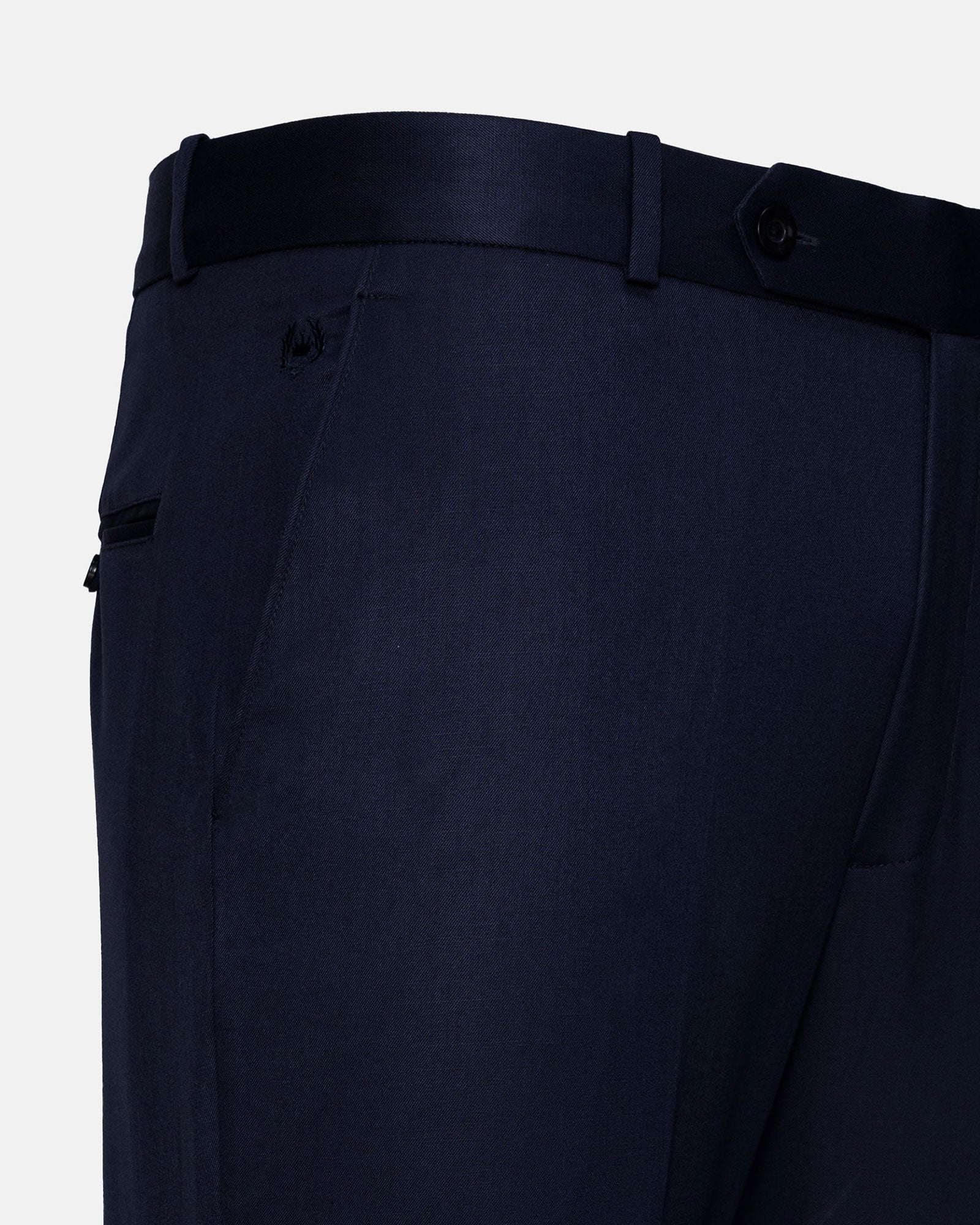 Canes Navy Blue Plain Formal Cotton Pant - John Ellies