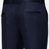 Canes Navy Blue Plain Formal Cotton Pant - John Ellies