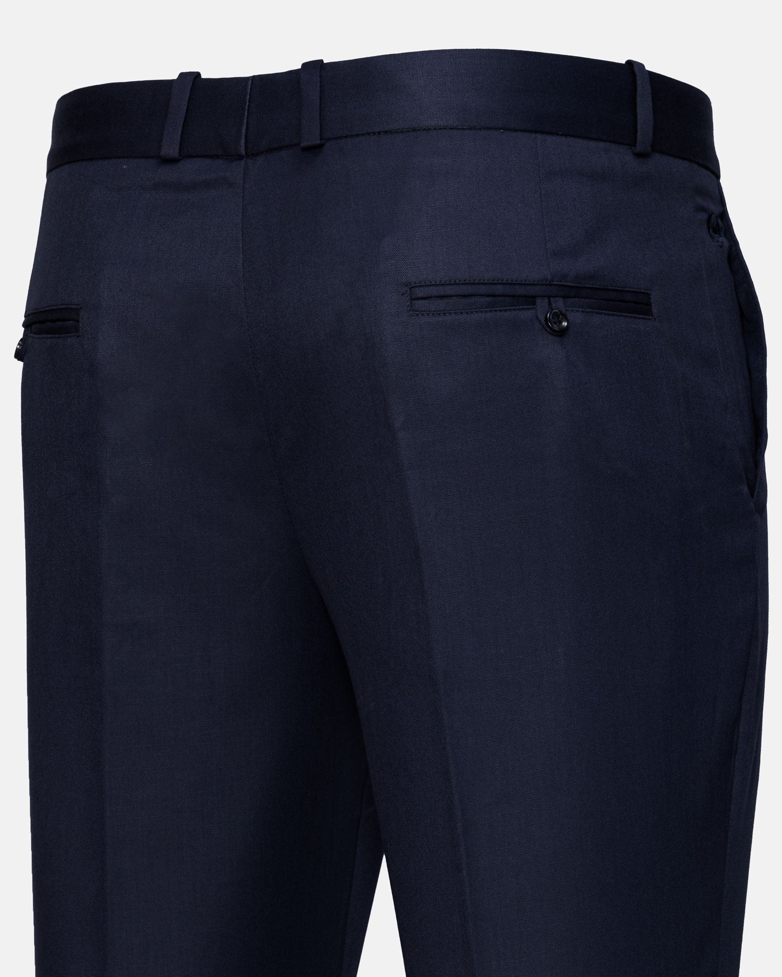 Canes Navy Blue Plain Formal Cotton Pant - John Ellies