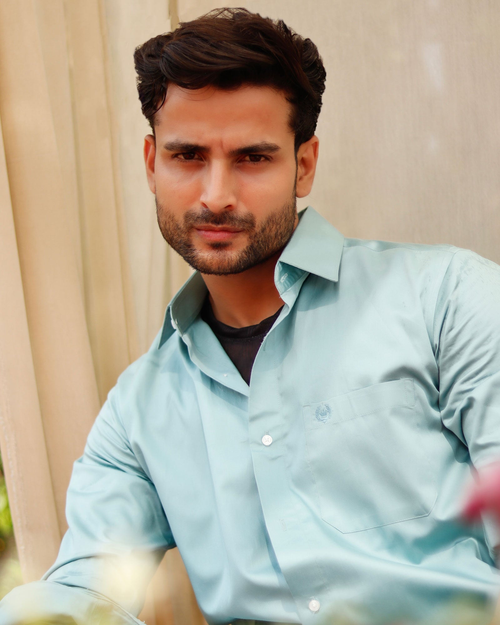 Dion Sky Blue Plain Cotton Shirt - John Ellies