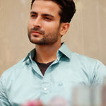 Dion Sky Blue Plain Cotton Shirt - John Ellies