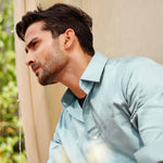 Dion Sky Blue Plain Cotton Shirt - John Ellies