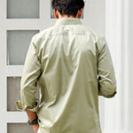 Dion Olive Plain Cotton Shirt - John Ellies