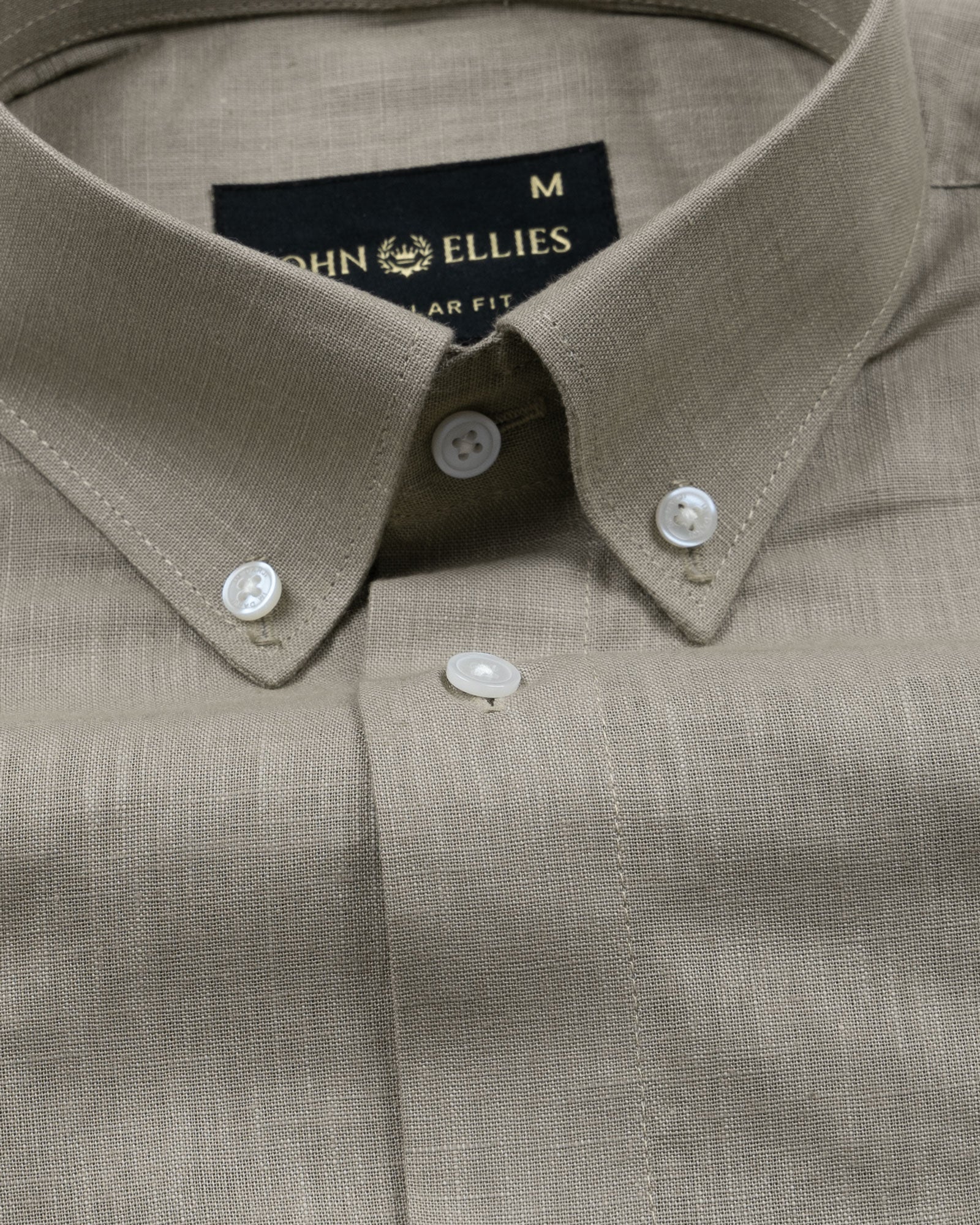 Airloom Bone Plain Linen Button Down Shirt - John Ellies